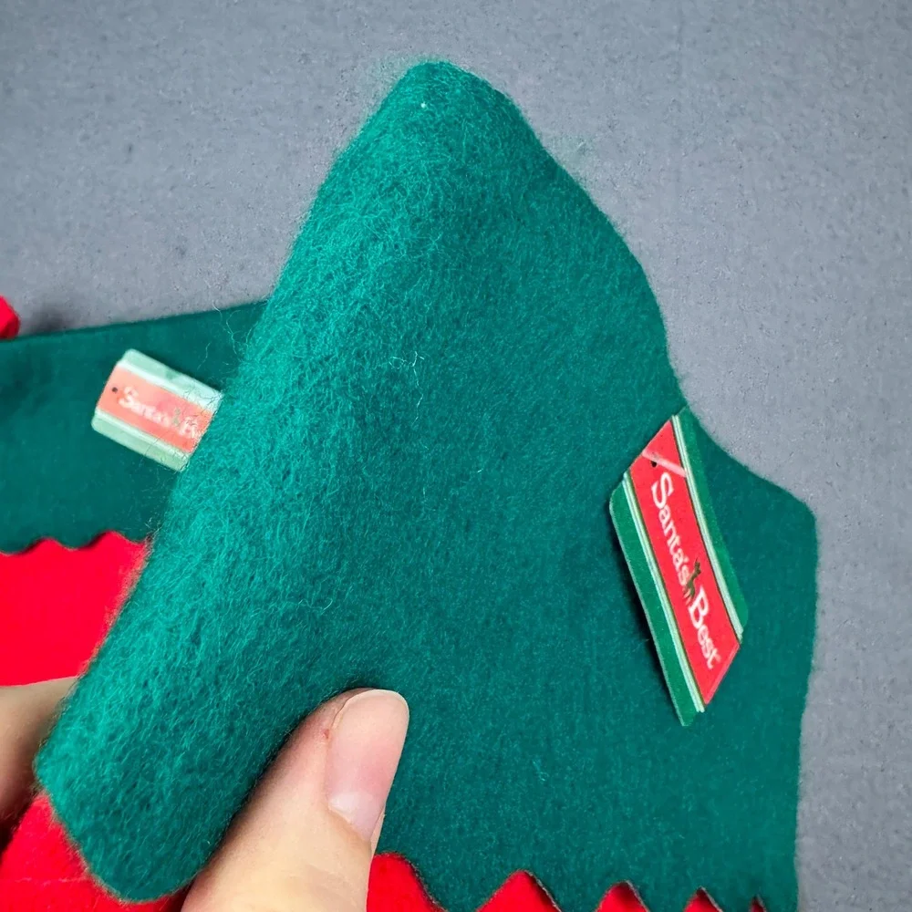 Vtg 90s Red Green Felt Santas best Christmas stockings tree candle w orig tags
